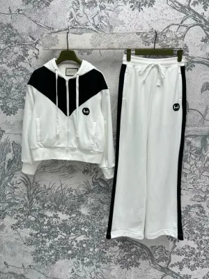 Hooded Zipper Sweatshirt   Chic Wide Leg Pants