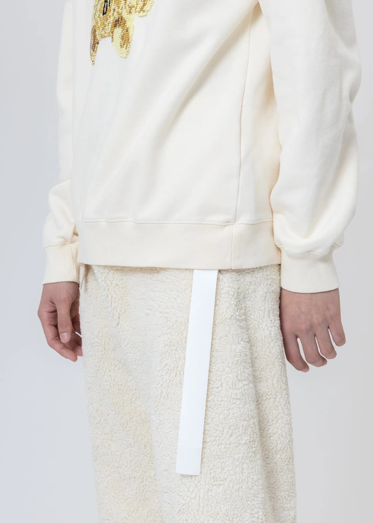 Ivory Embroidered Teddy Hoodie