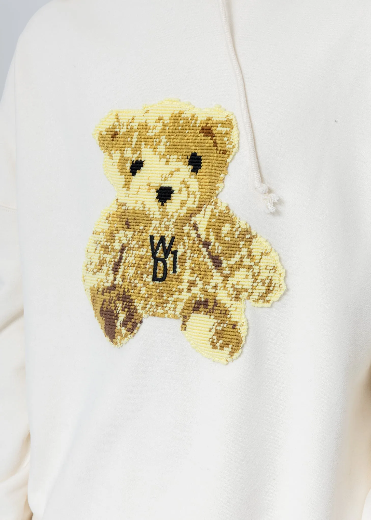 Ivory Embroidered Teddy Hoodie