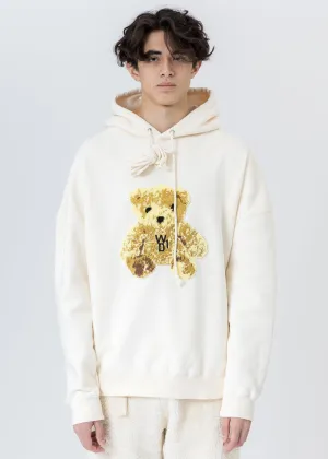 Ivory Embroidered Teddy Hoodie