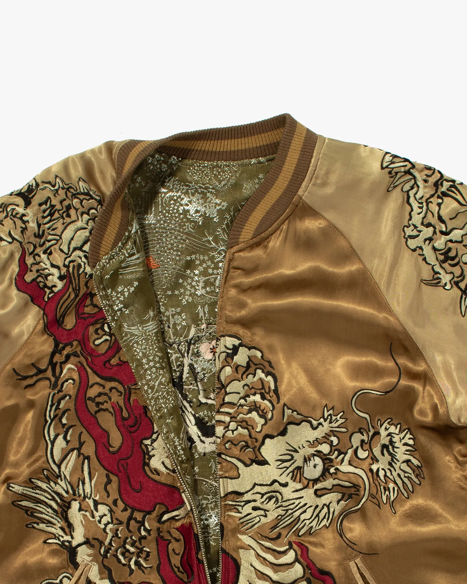 Japanese Repro Souvenir Jacket, Reversible, Brown with Dragon - L