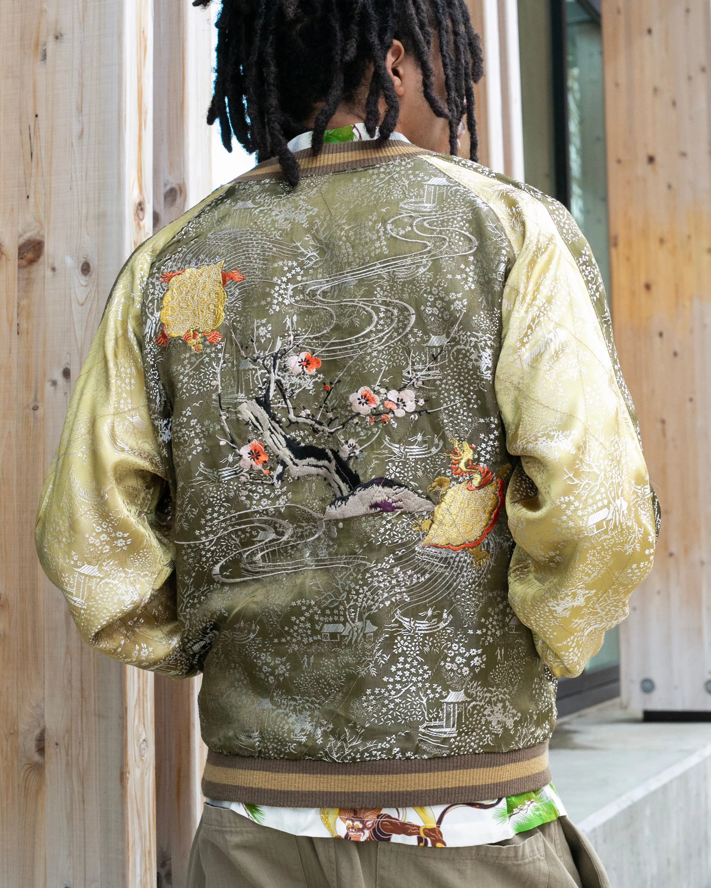 Japanese Repro Souvenir Jacket, Reversible, Brown with Dragon - L