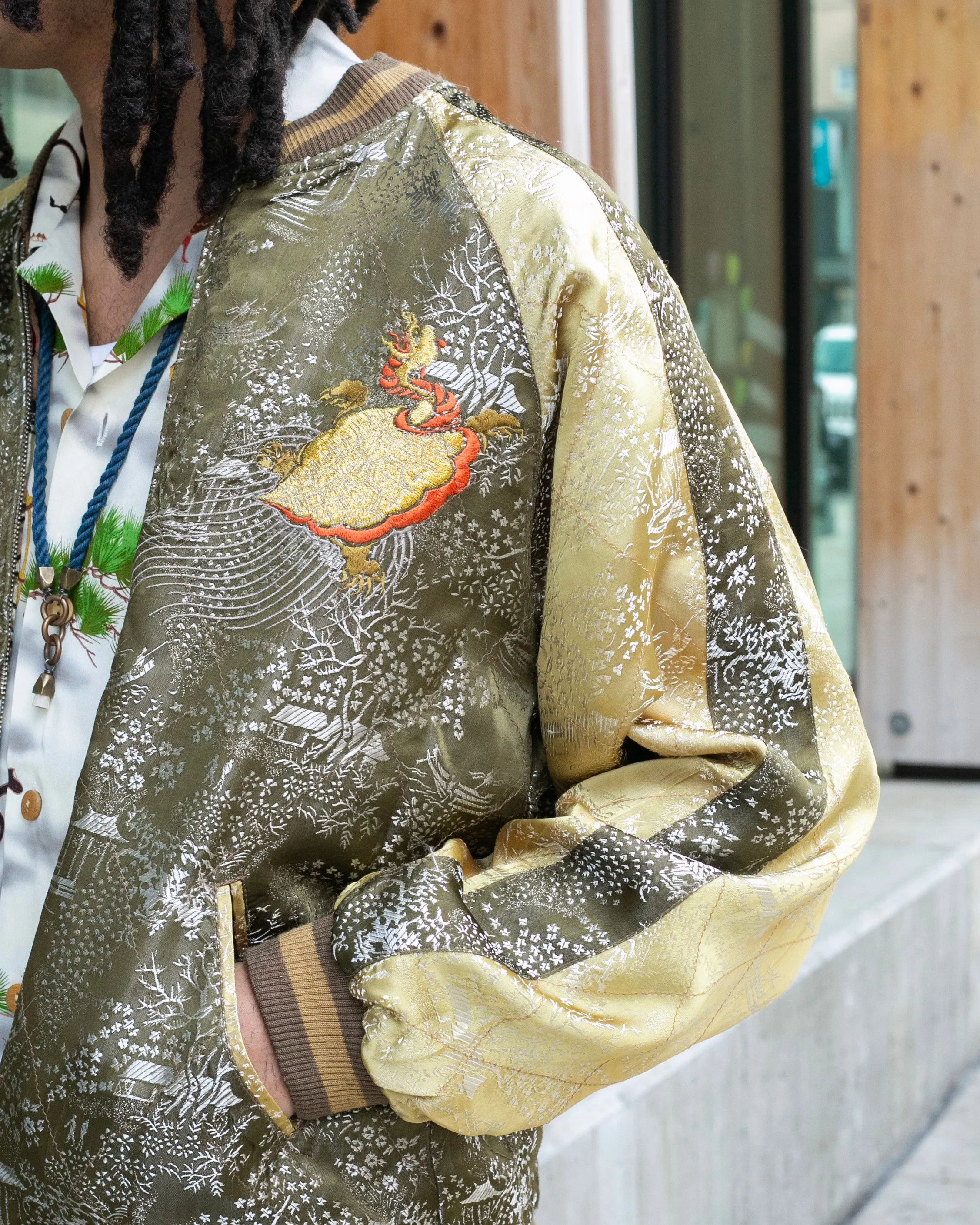 Japanese Repro Souvenir Jacket, Reversible, Brown with Dragon - L