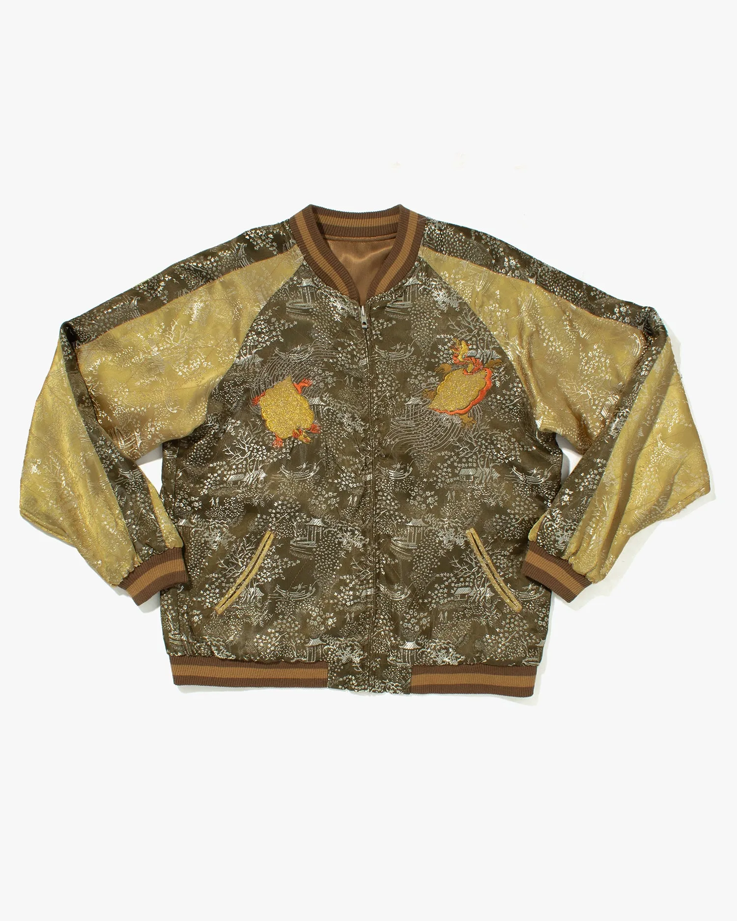 Japanese Repro Souvenir Jacket, Reversible, Brown with Dragon - L