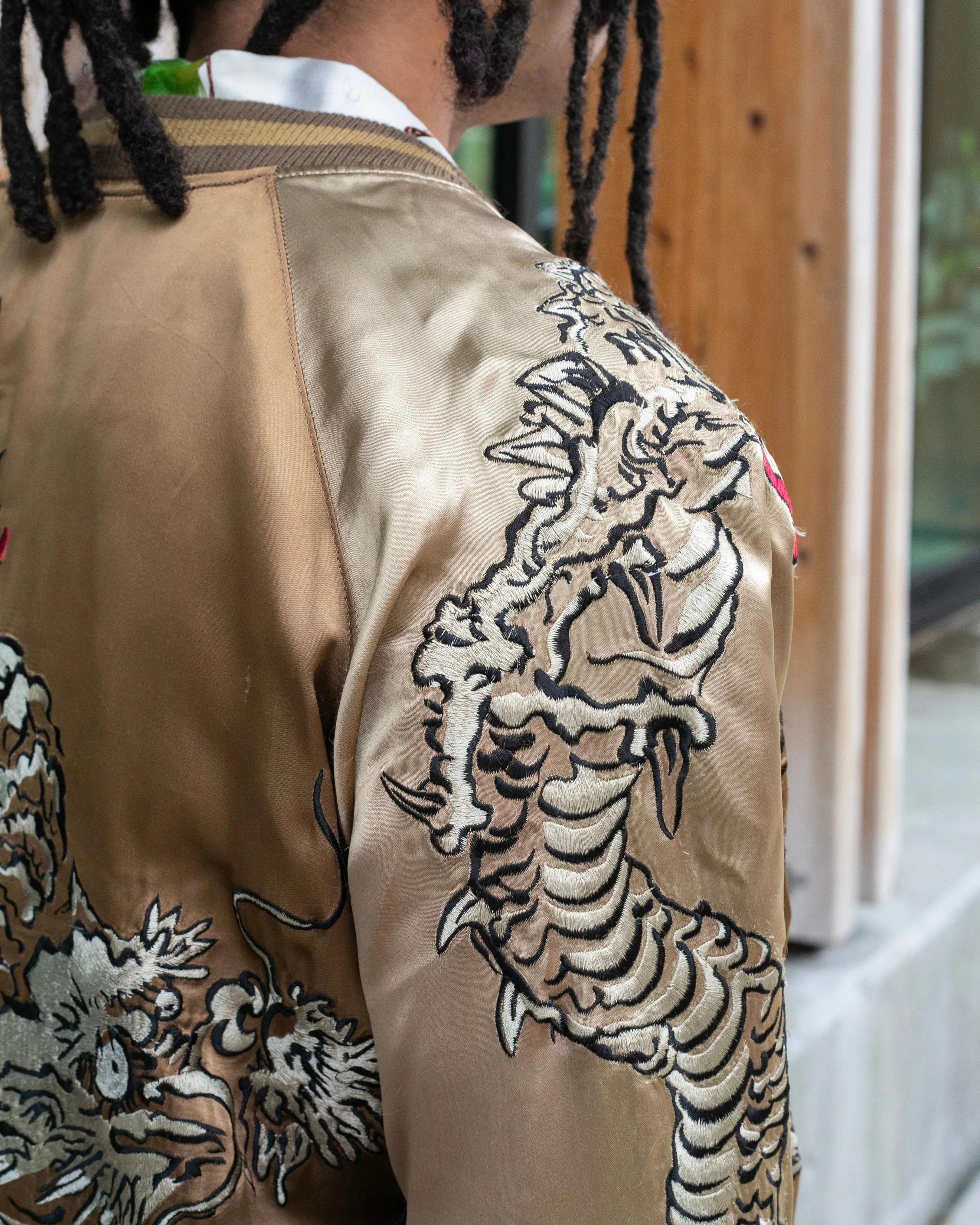 Japanese Repro Souvenir Jacket, Reversible, Brown with Dragon - L