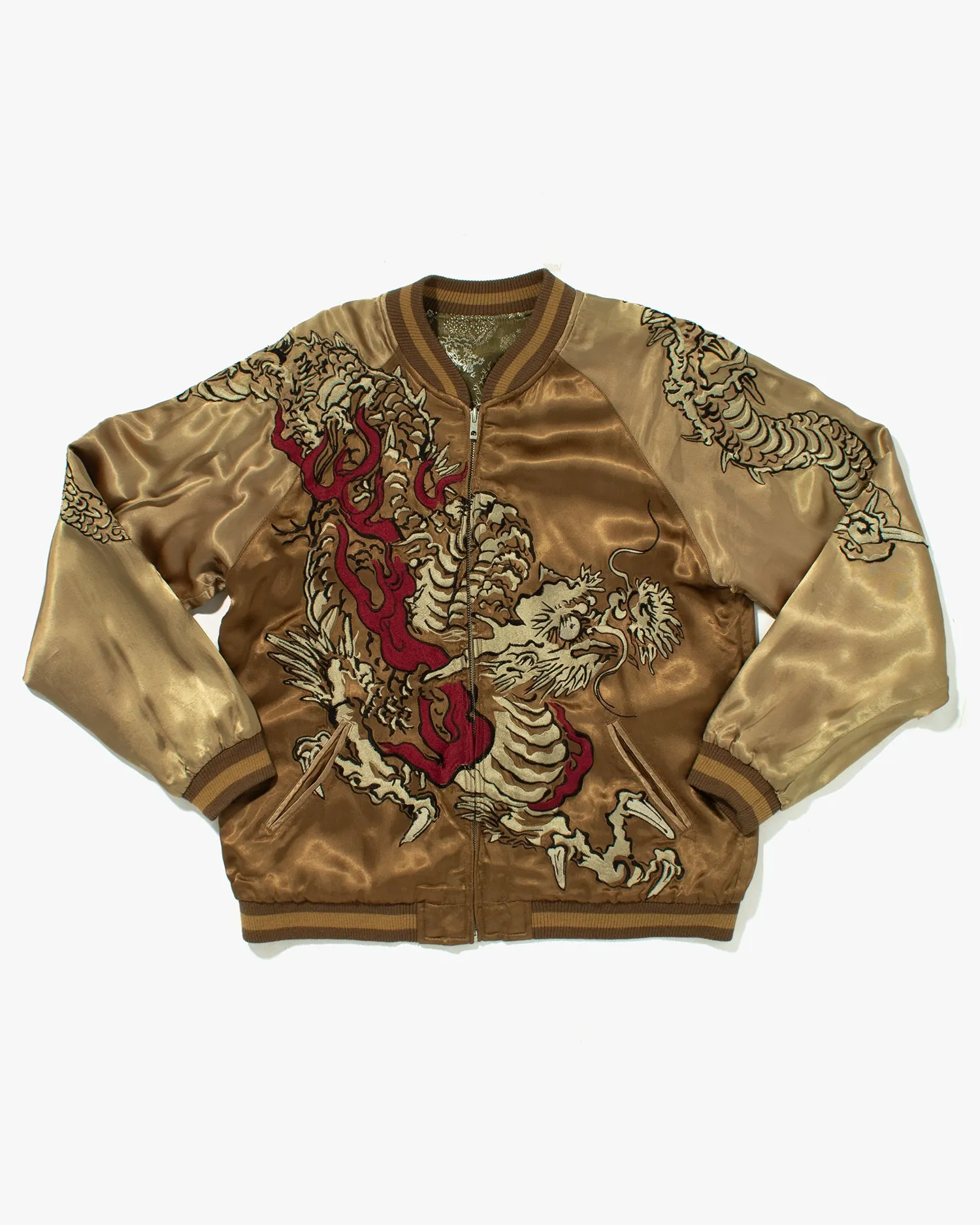Japanese Repro Souvenir Jacket, Reversible, Brown with Dragon - L