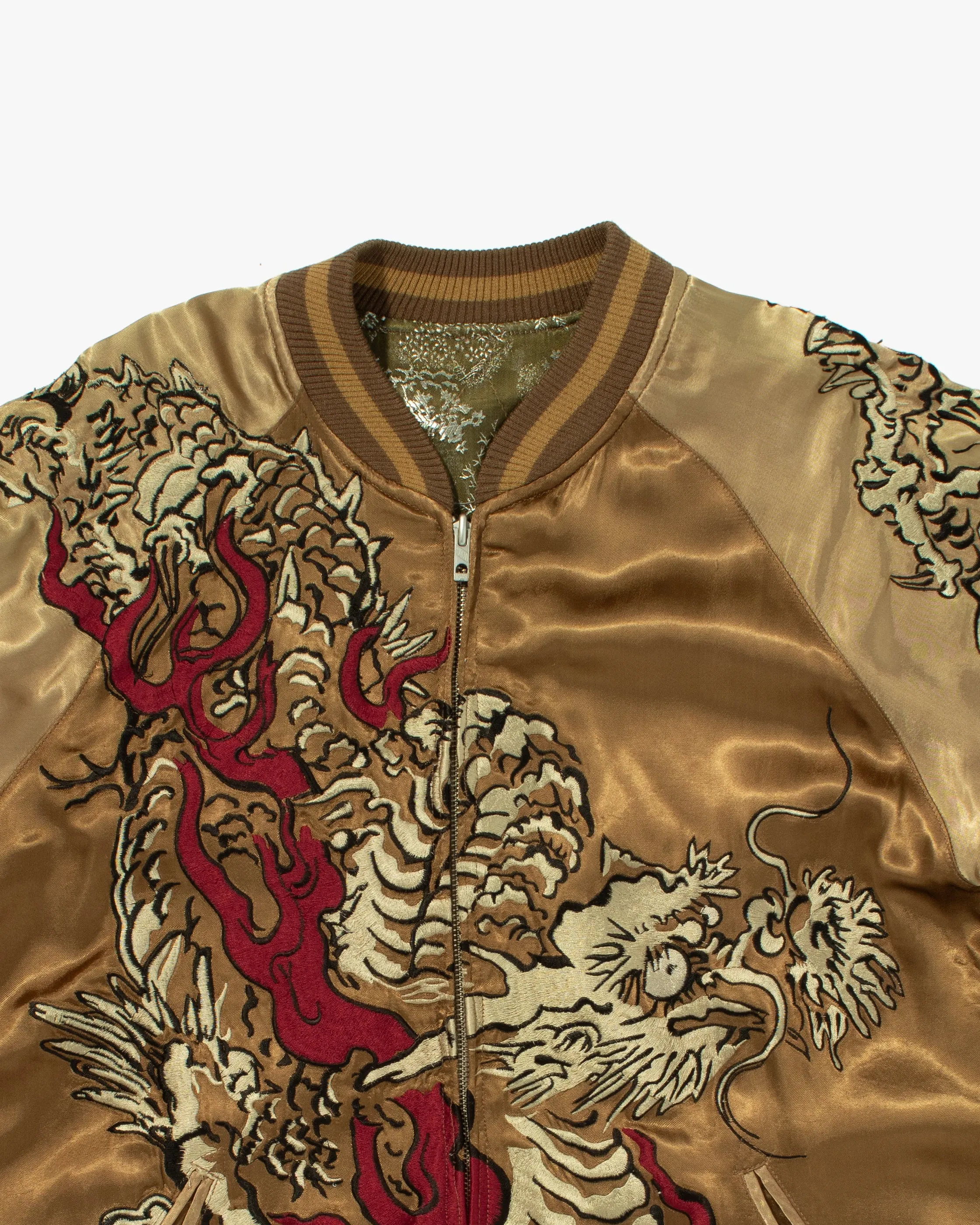 Japanese Repro Souvenir Jacket, Reversible, Brown with Dragon - L