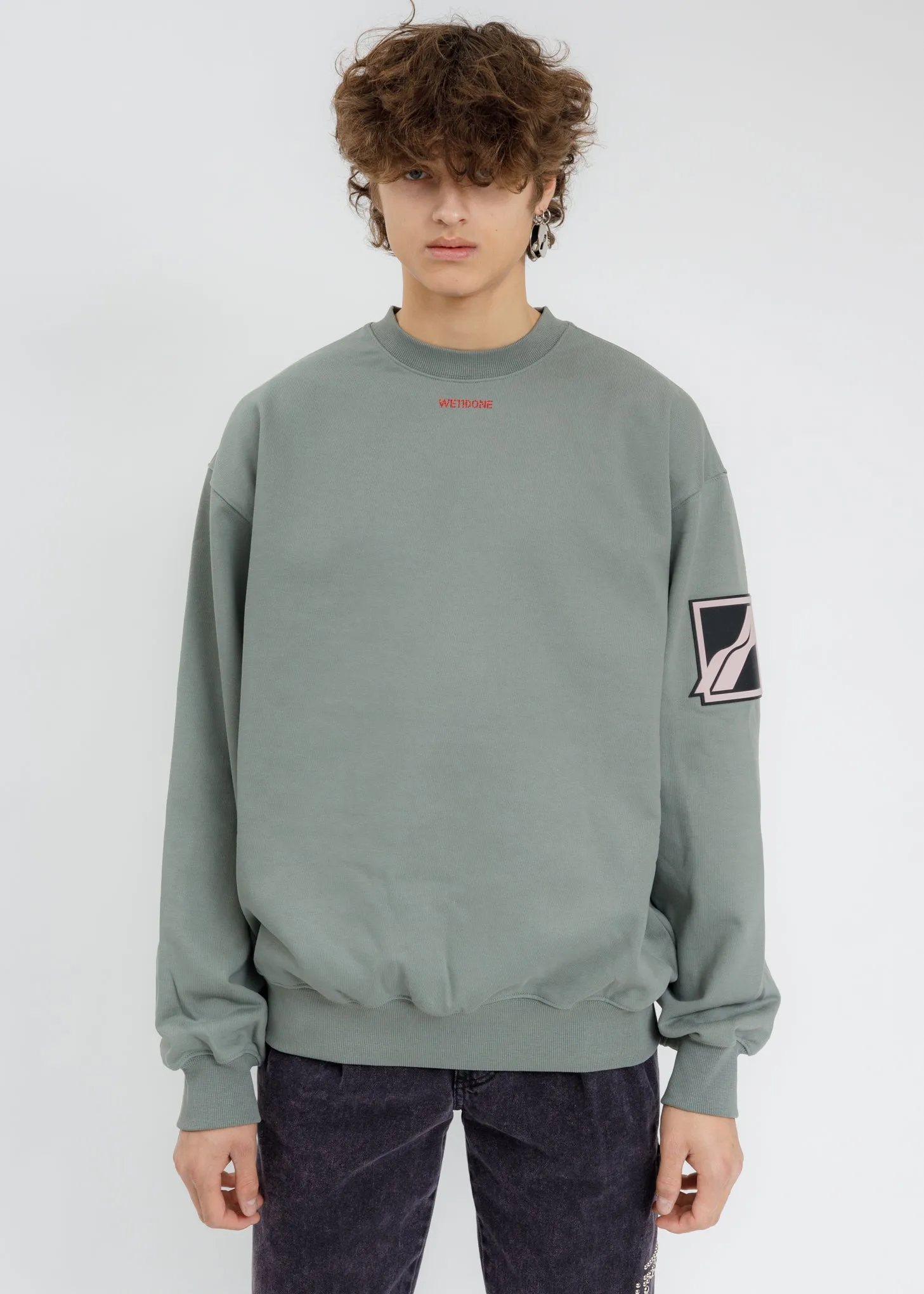 Khaki WE11DONE Big Logo Arm Sweatshirt
