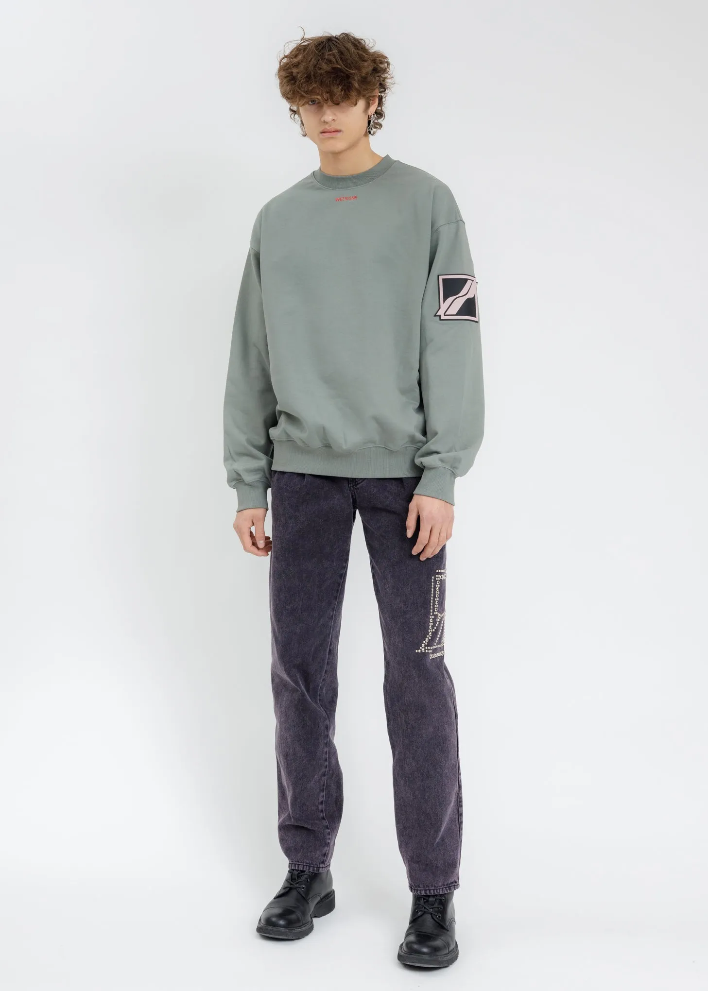 Khaki WE11DONE Big Logo Arm Sweatshirt