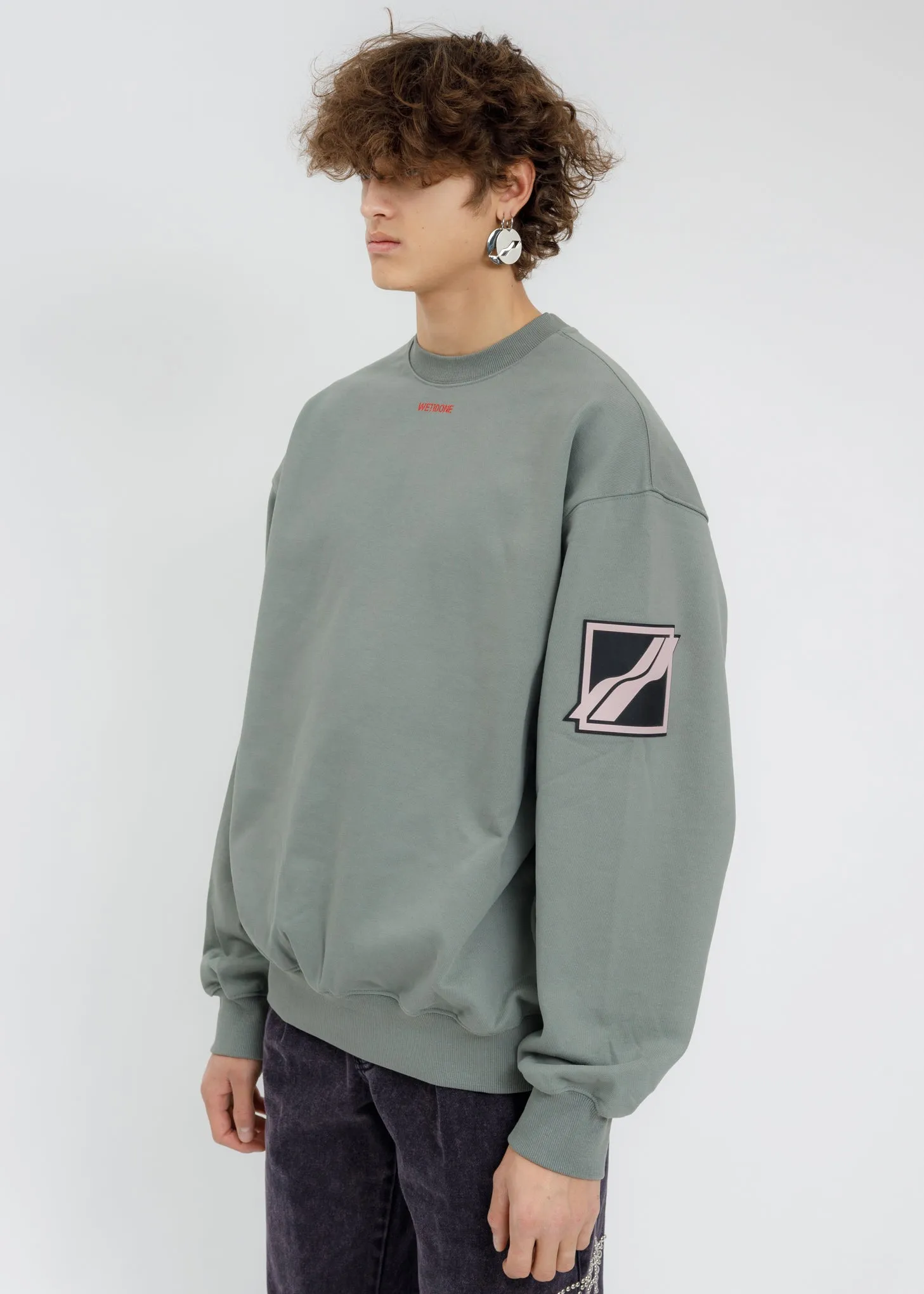 Khaki WE11DONE Big Logo Arm Sweatshirt