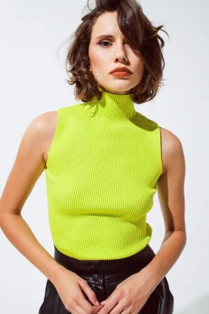 Knitted Lime Top Without Sleeves