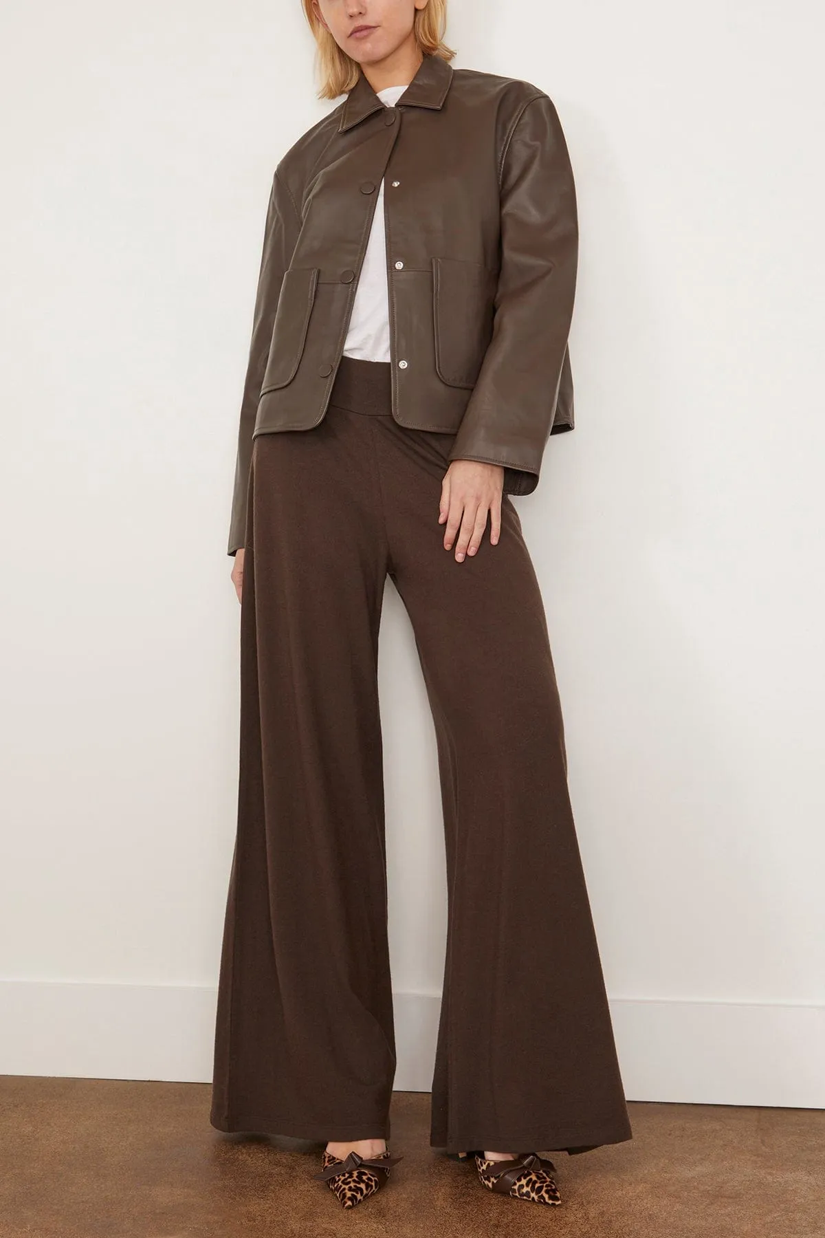 Leather Jacket With Patch Pockets in Earth