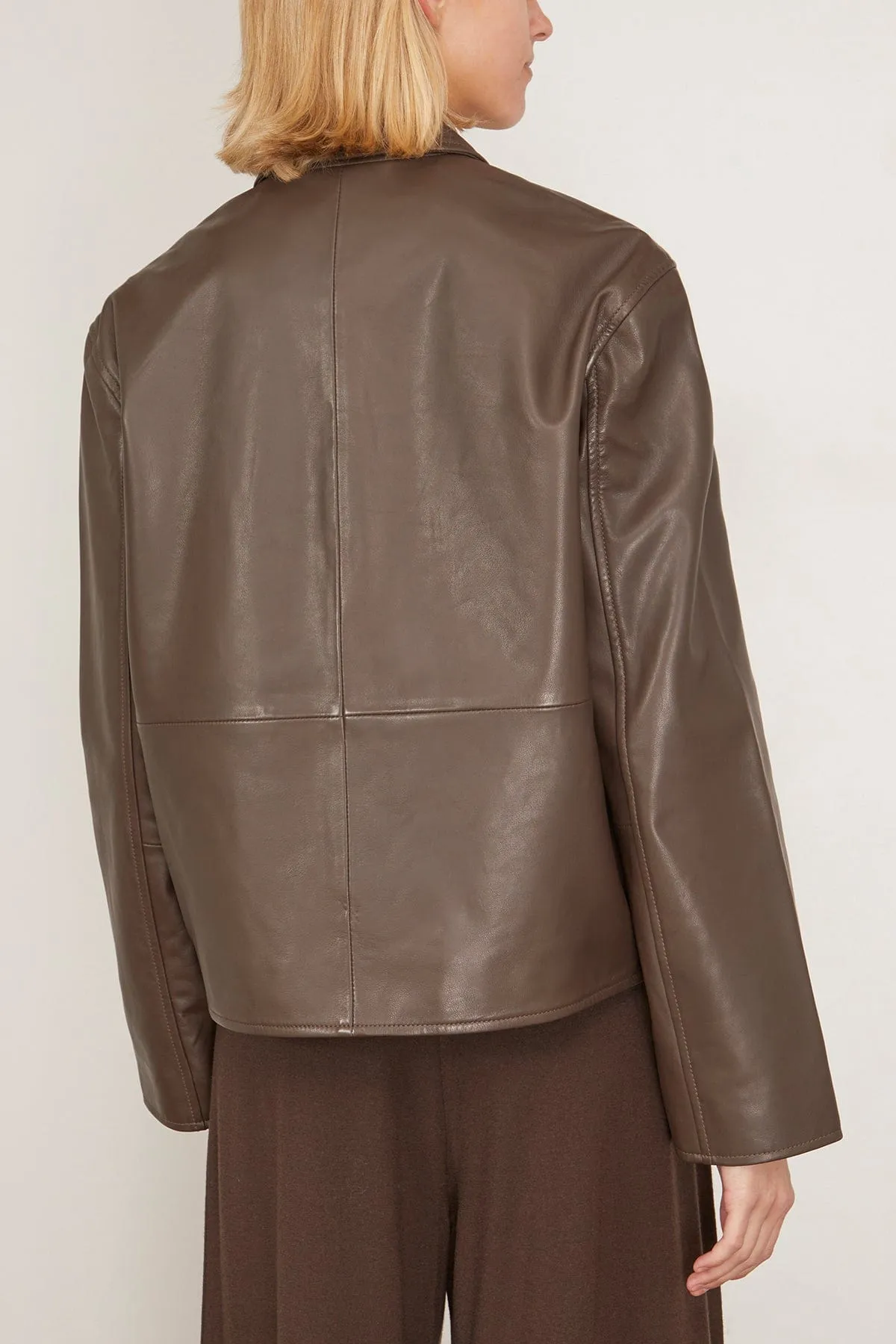 Leather Jacket With Patch Pockets in Earth