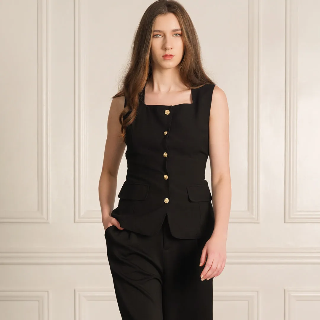 Leticia Square Neck Button-Up Vest