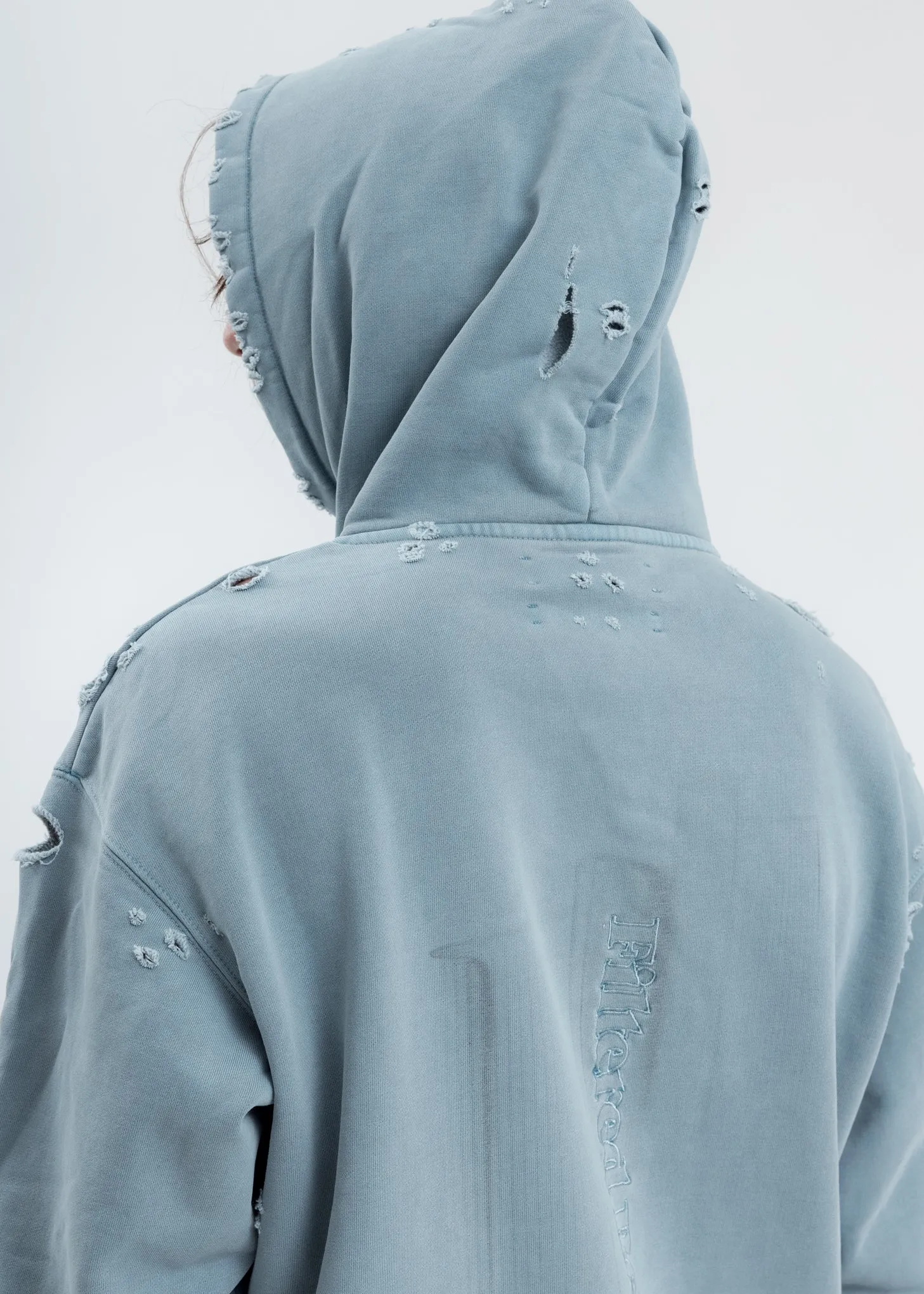 Light Grey Distressed Sculpture Print Hoodie