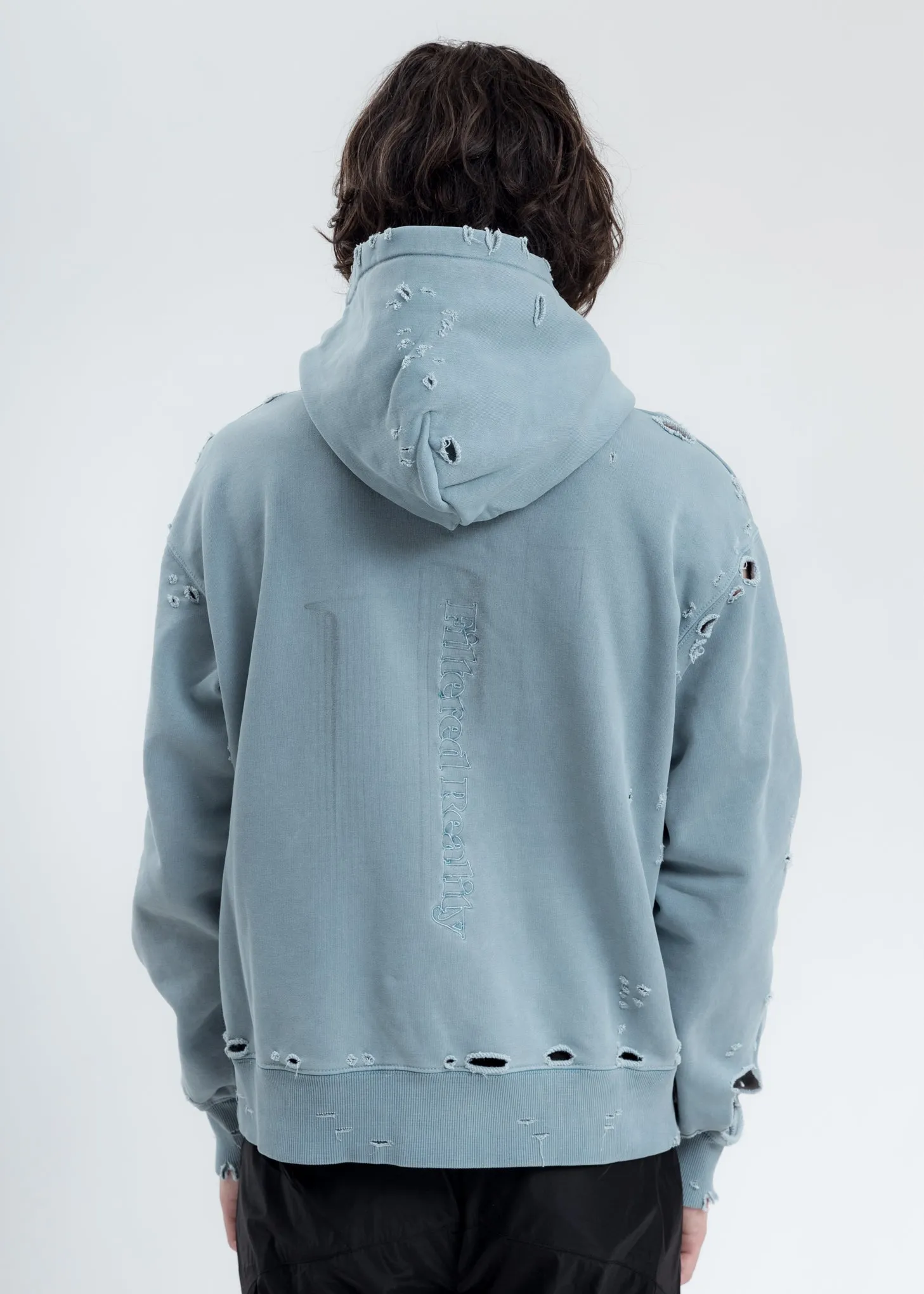 Light Grey Distressed Sculpture Print Hoodie
