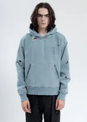 Light Grey Distressed Sculpture Print Hoodie