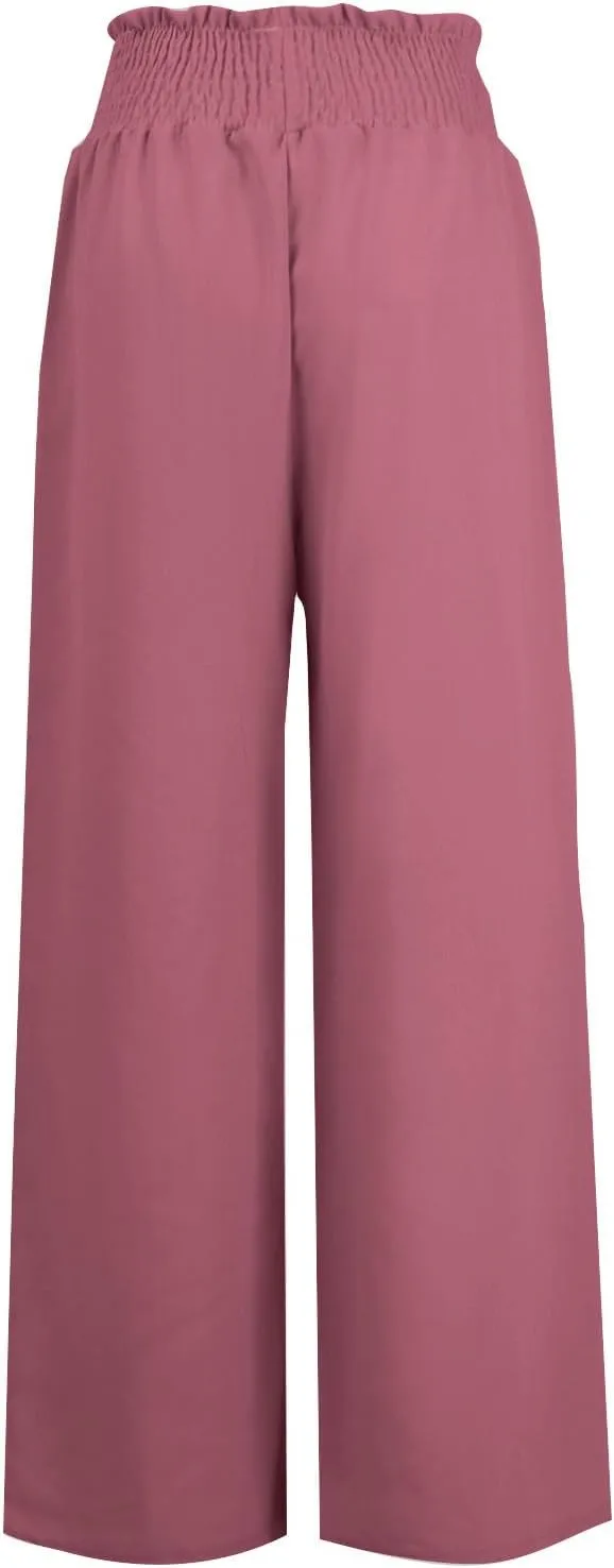 Linen Palazzo Pants for Women Plus Size Loose Trousers with Pockets High Elastic Waist Wide Leg Pants Casual Pants
