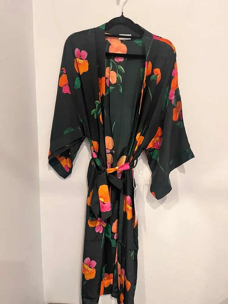 Longline Silk Kimono - Chorizema