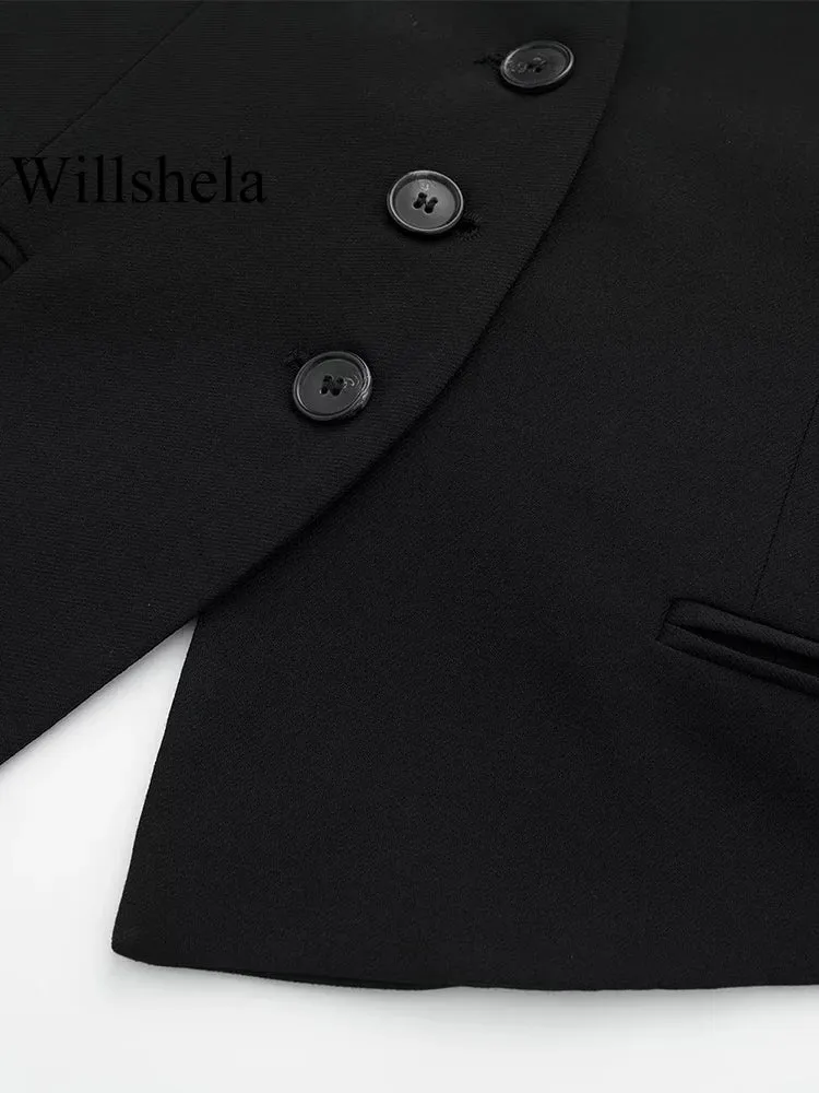 LVSANW Willshela Women Fashion Black Backless Lace Up Waistcoats Vintage Halter Neck Sleeveless Jackets Female Chic Lady Tank Tops