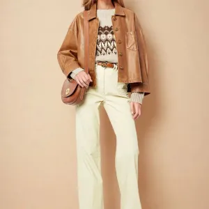 Minimalist Boxy Leather Short Jacket
