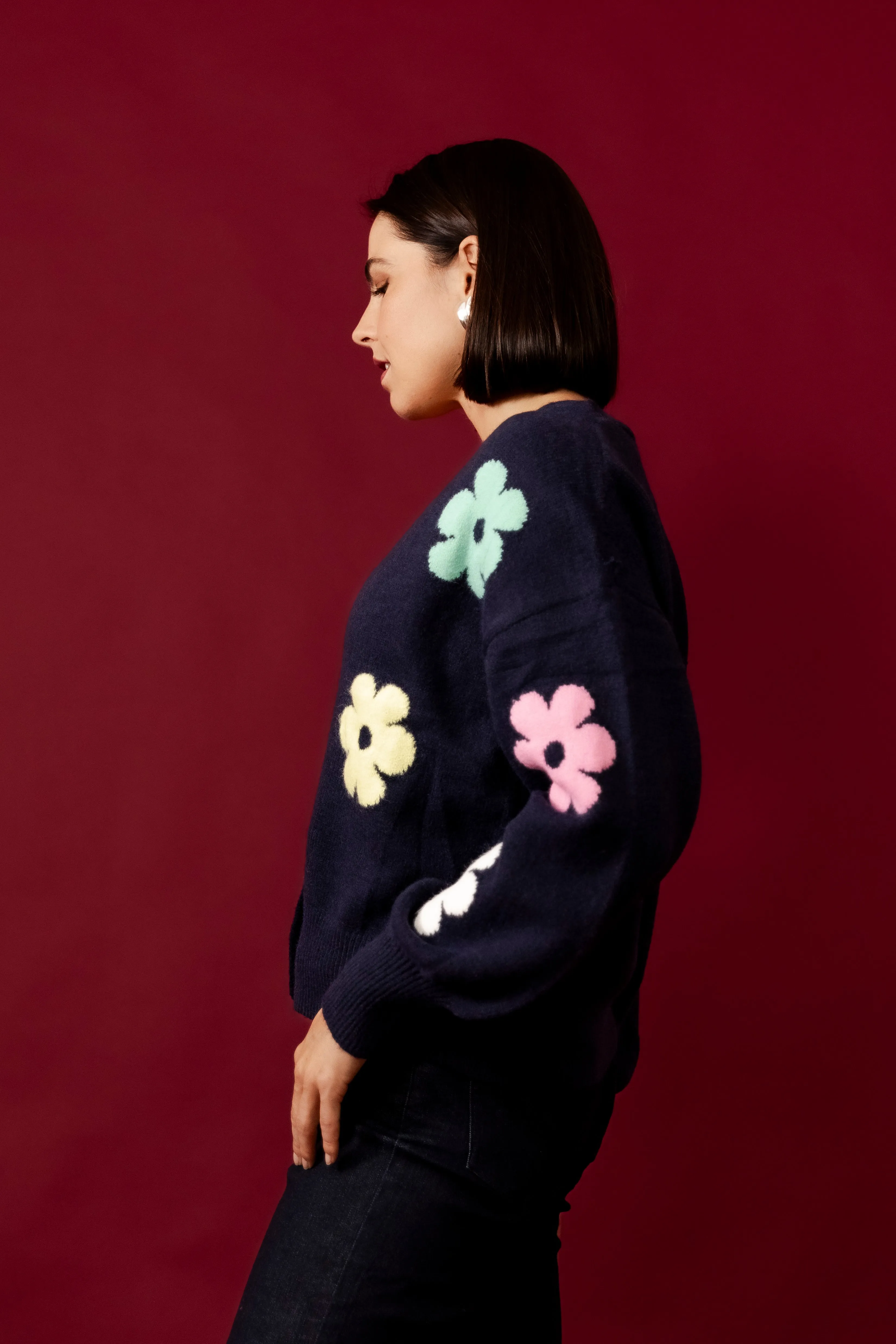 MIRELLA Black Floral Cardigan