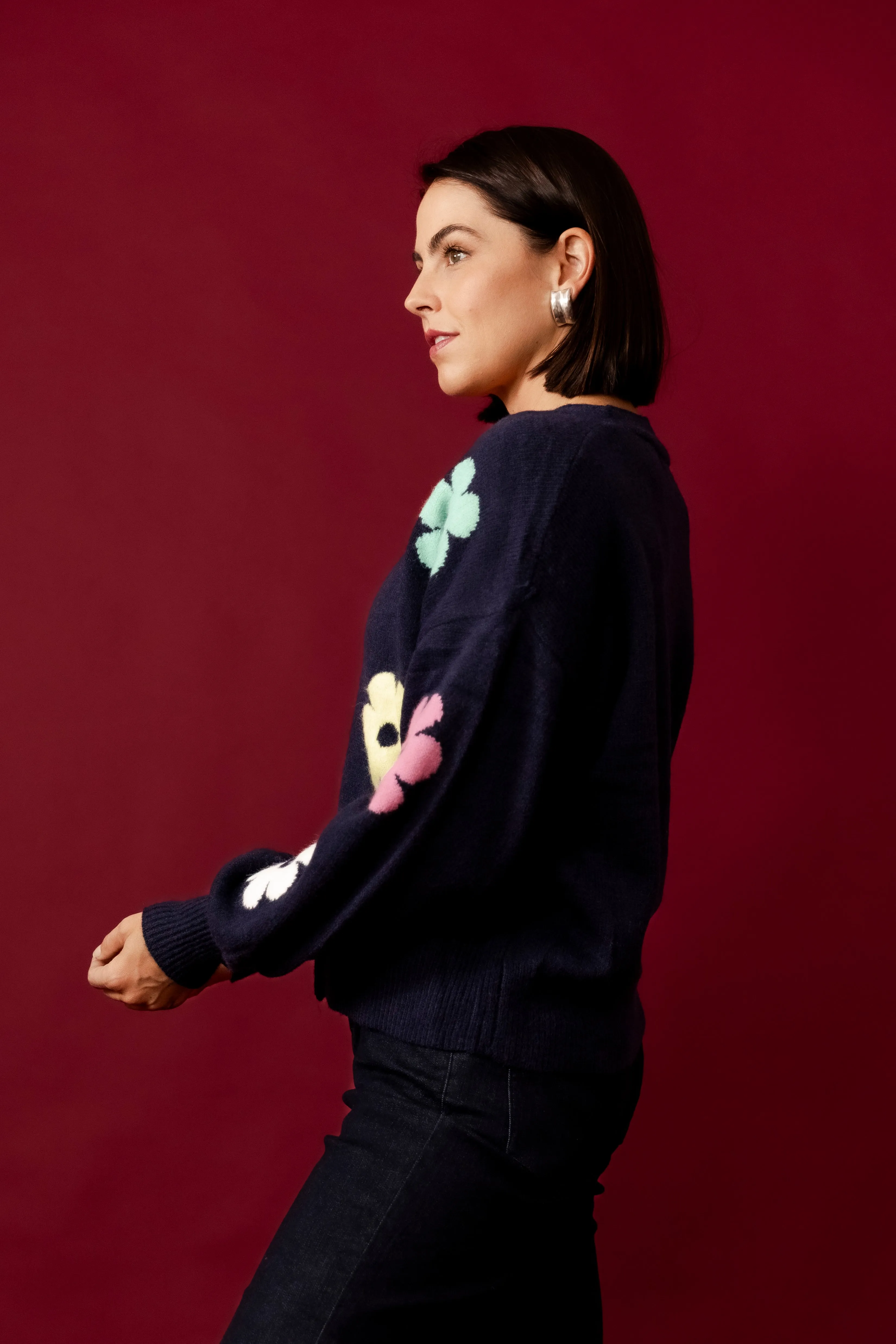 MIRELLA Black Floral Cardigan