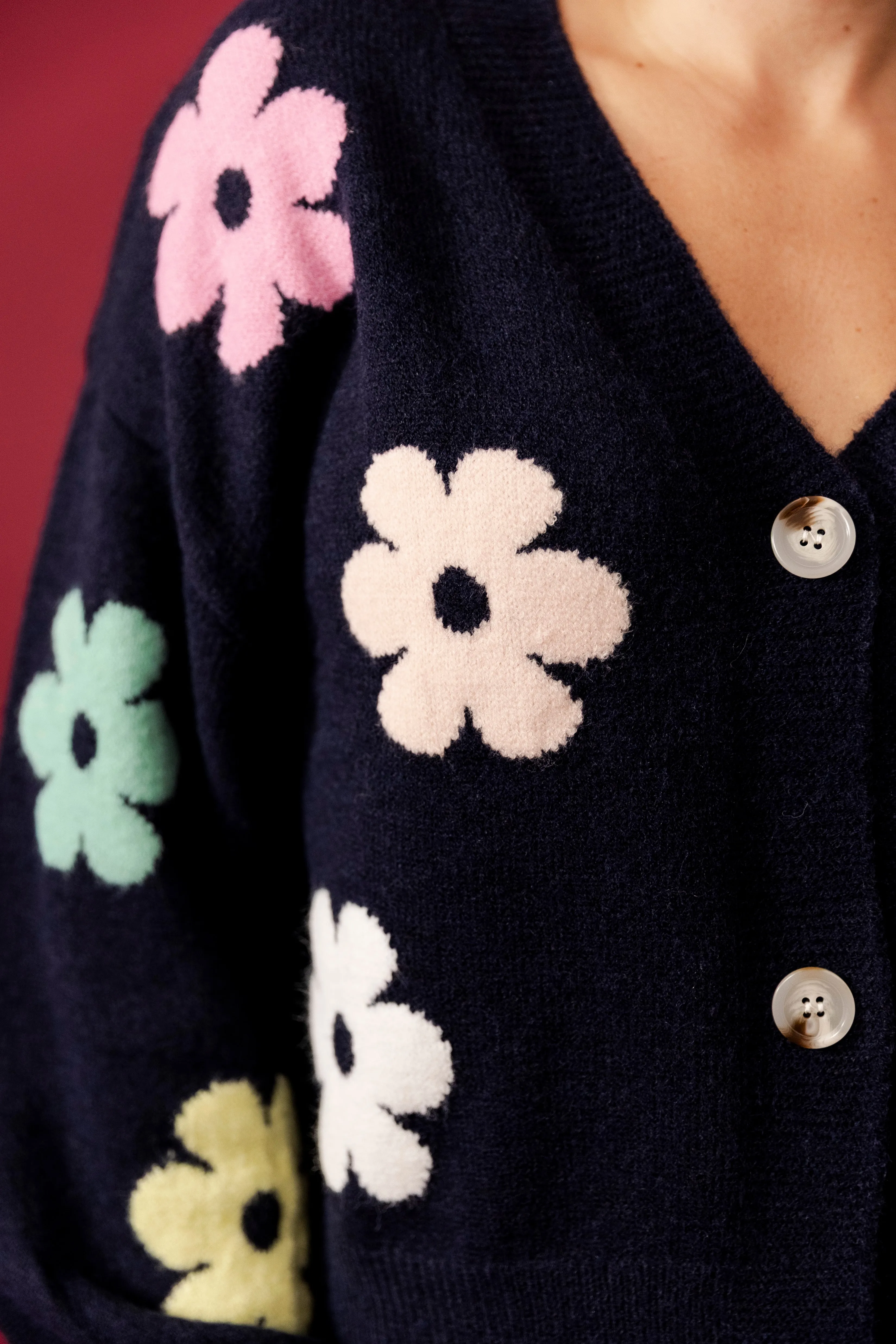 MIRELLA Black Floral Cardigan