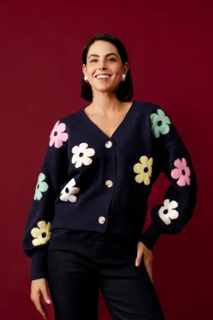 MIRELLA Black Floral Cardigan