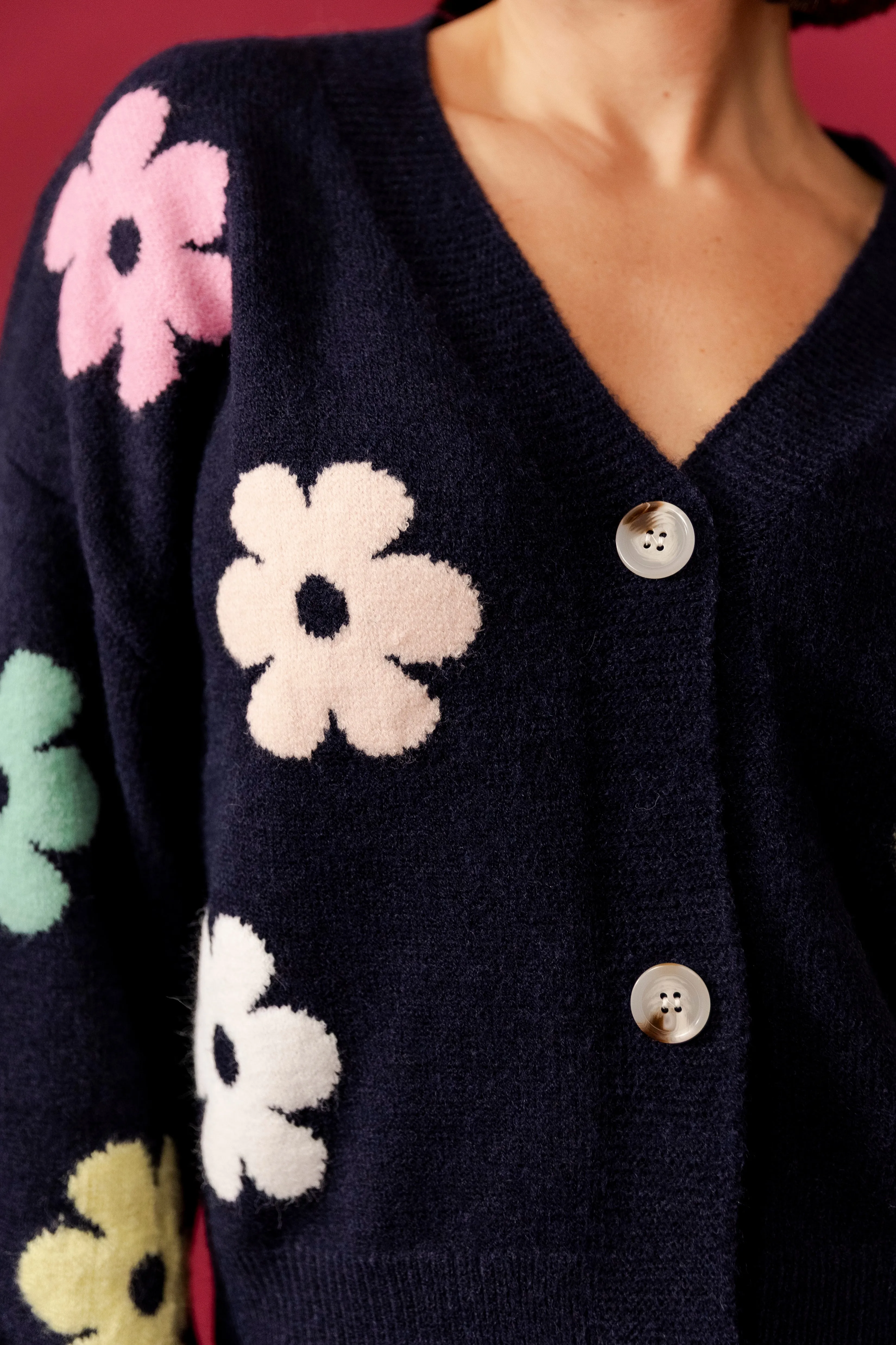 MIRELLA Black Floral Cardigan