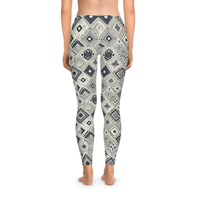 Monochrome Geometric Stretchy Leggings Sewn Care Label