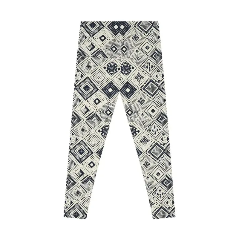 Monochrome Geometric Stretchy Leggings Sewn Care Label