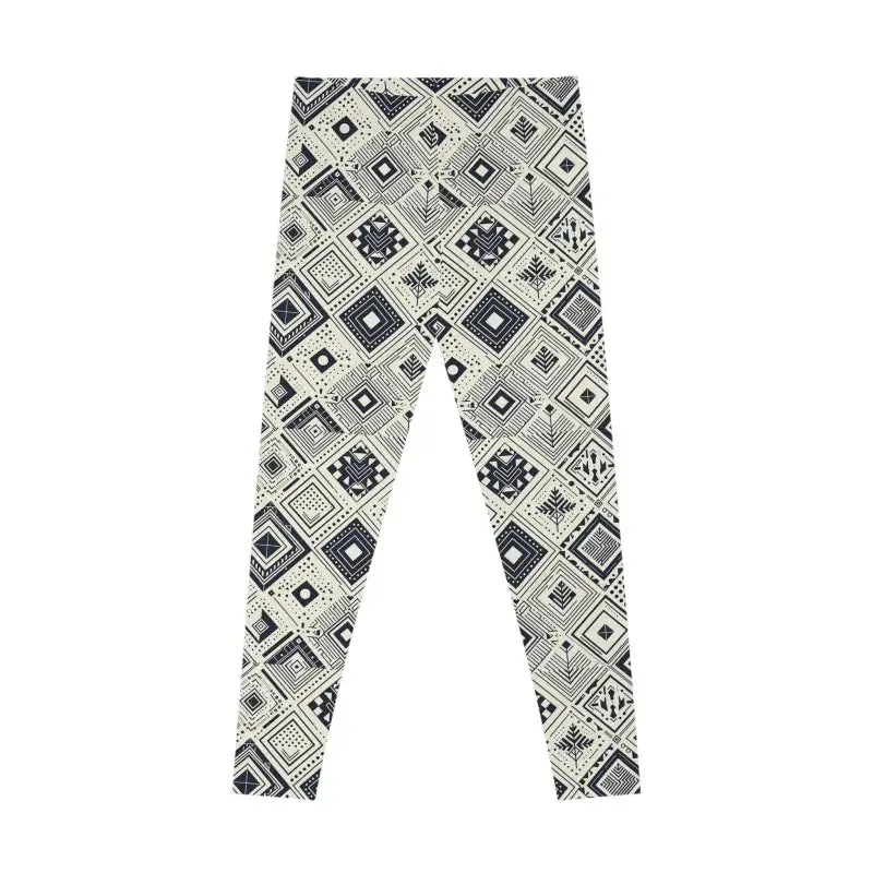 Monochrome Geometric Stretchy Leggings Sewn Care Label