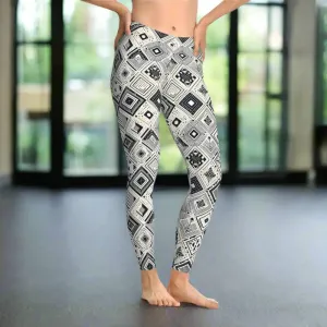 Monochrome Geometric Stretchy Leggings Sewn Care Label