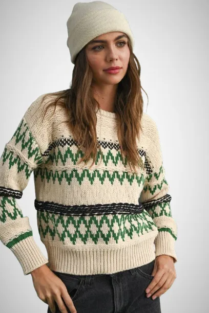 Multi Color Aztec Pattern Sweater Top