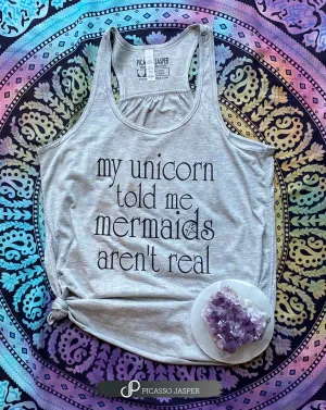 My Unicorn Told Me, Flowy Racerback, Tank Top