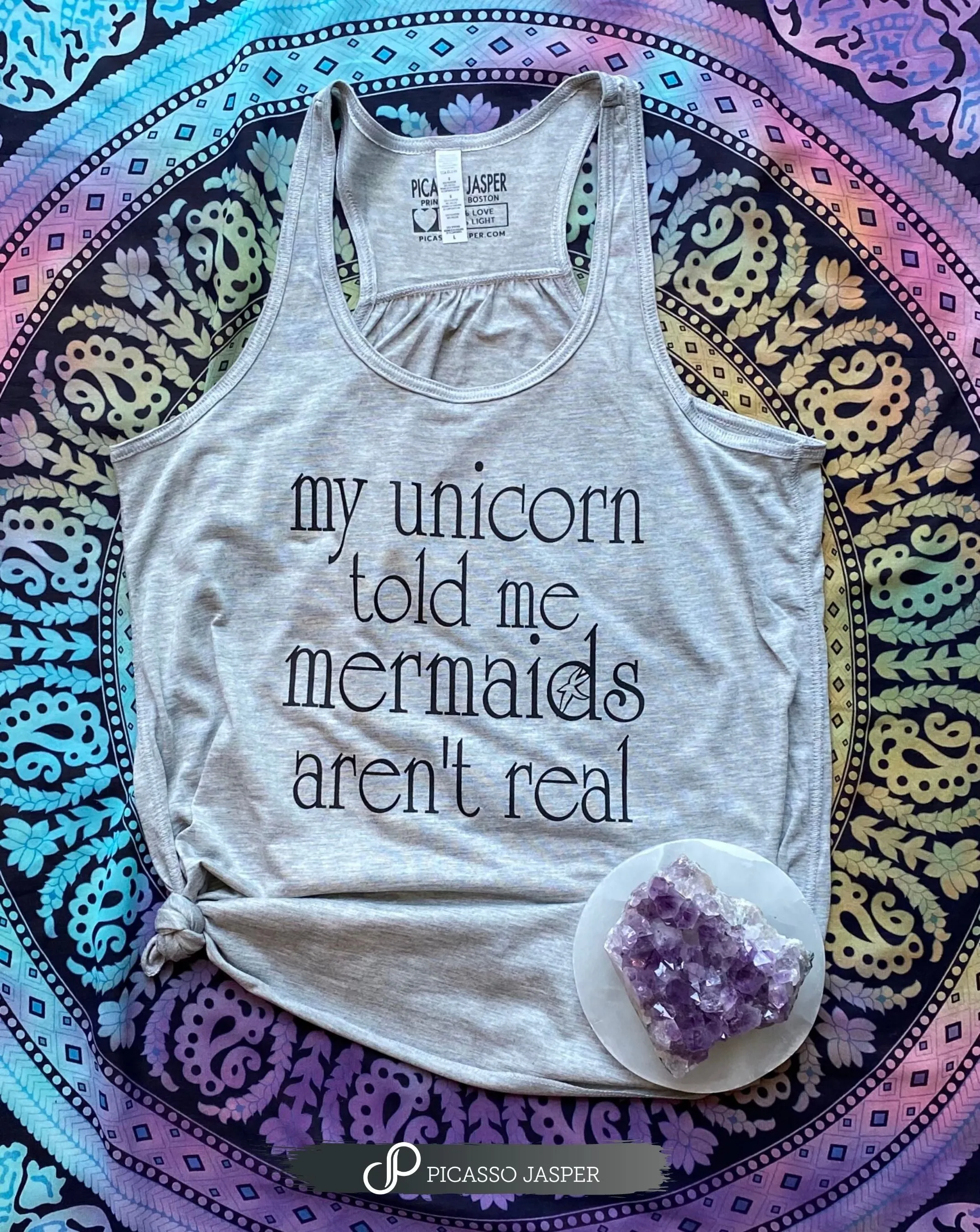 My Unicorn Told Me, Flowy Racerback, Tank Top