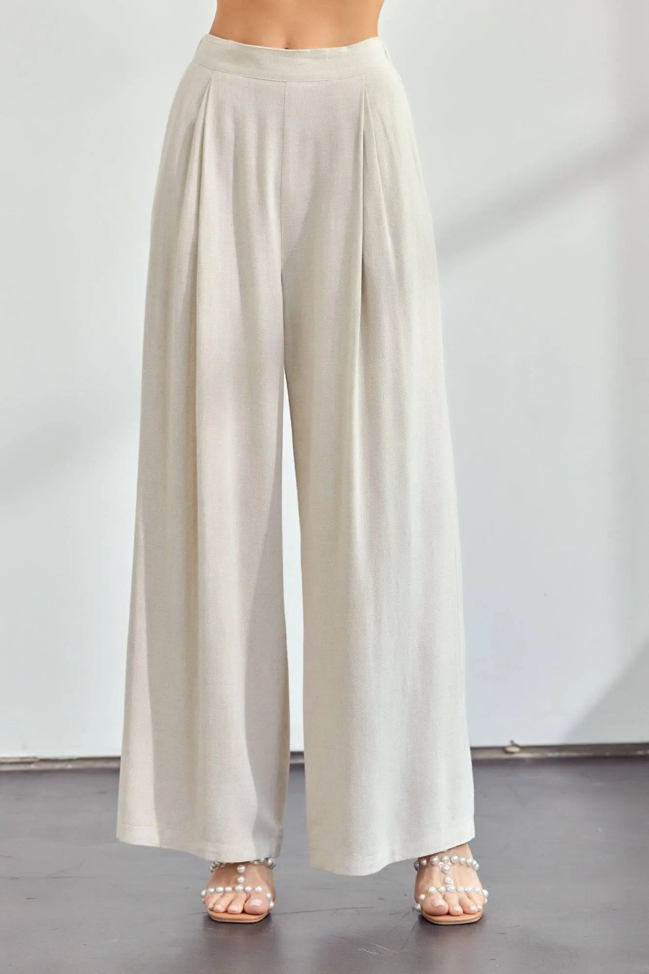 NATURAL Beige Resort Linen Luxury VACATION  Pants