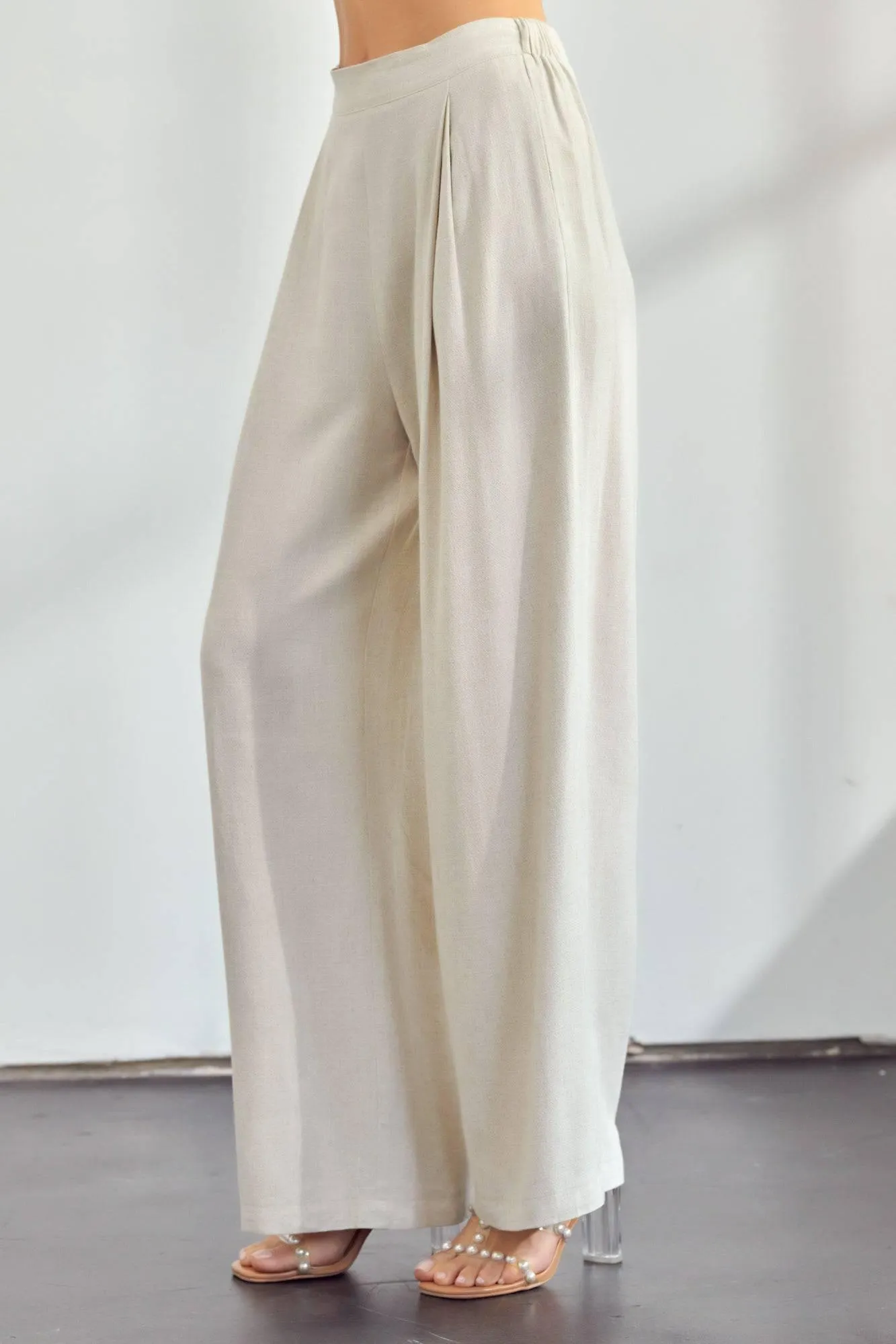 NATURAL Beige Resort Linen Luxury VACATION  Pants