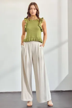 NATURAL Beige Resort Linen Luxury VACATION  Pants