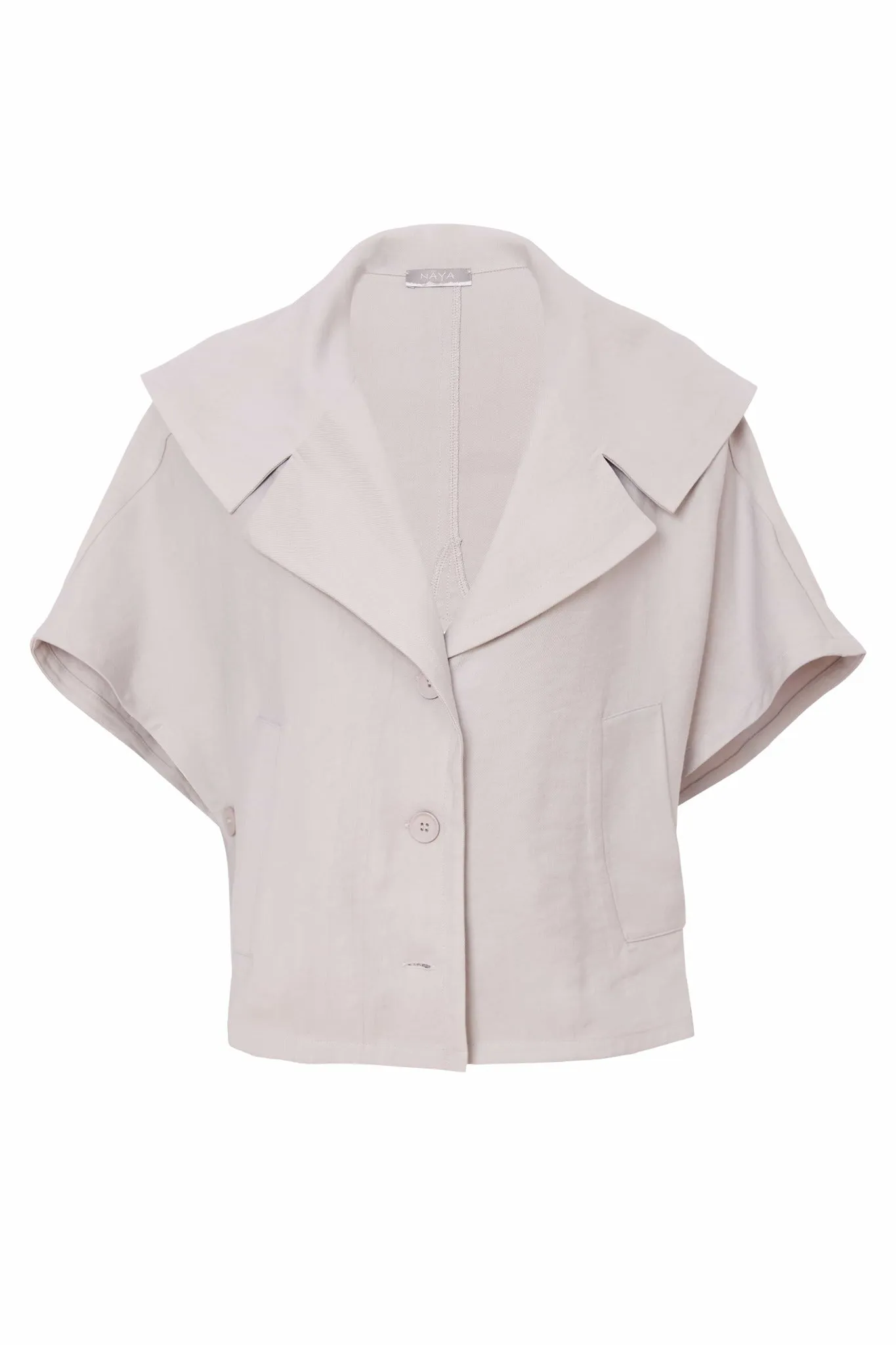 NAYA Wide collar shawl effect jacket with button side seam