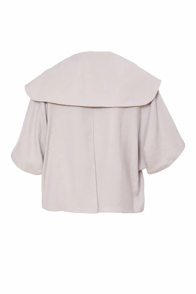 NAYA Wide collar shawl effect jacket with button side seam