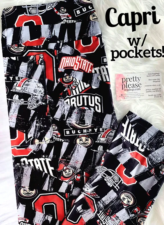 OHIO STATE BUCKEYES Go Bucks! Super SOFT Yoga Band CAPRI Leggings OSU Capris OS TC Plus rts