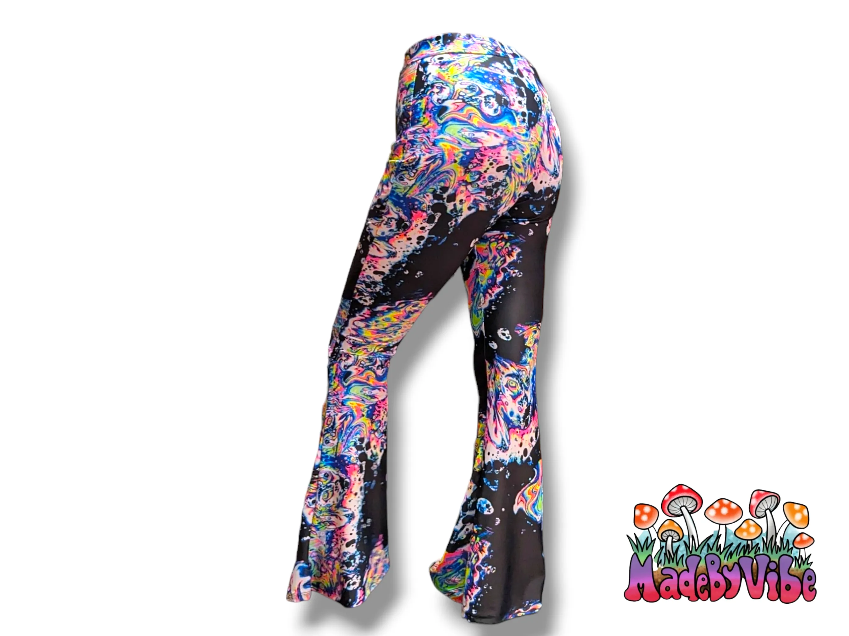 Oil Slick Flare Pants - UV Reactive - Ready to Ship