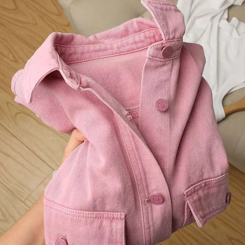 Oversized Pink Denim Jacket