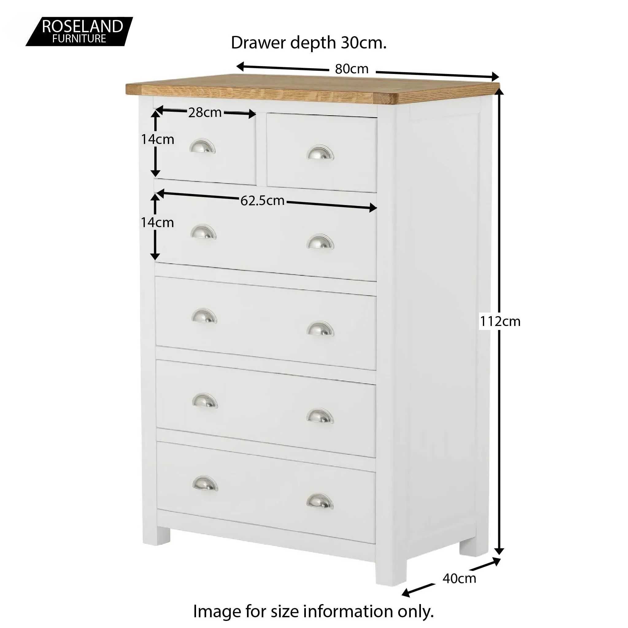 Padstow White 2 over 4 Drawer Chest