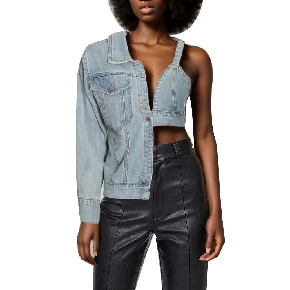 Patch Hollow Out Denim Jacket