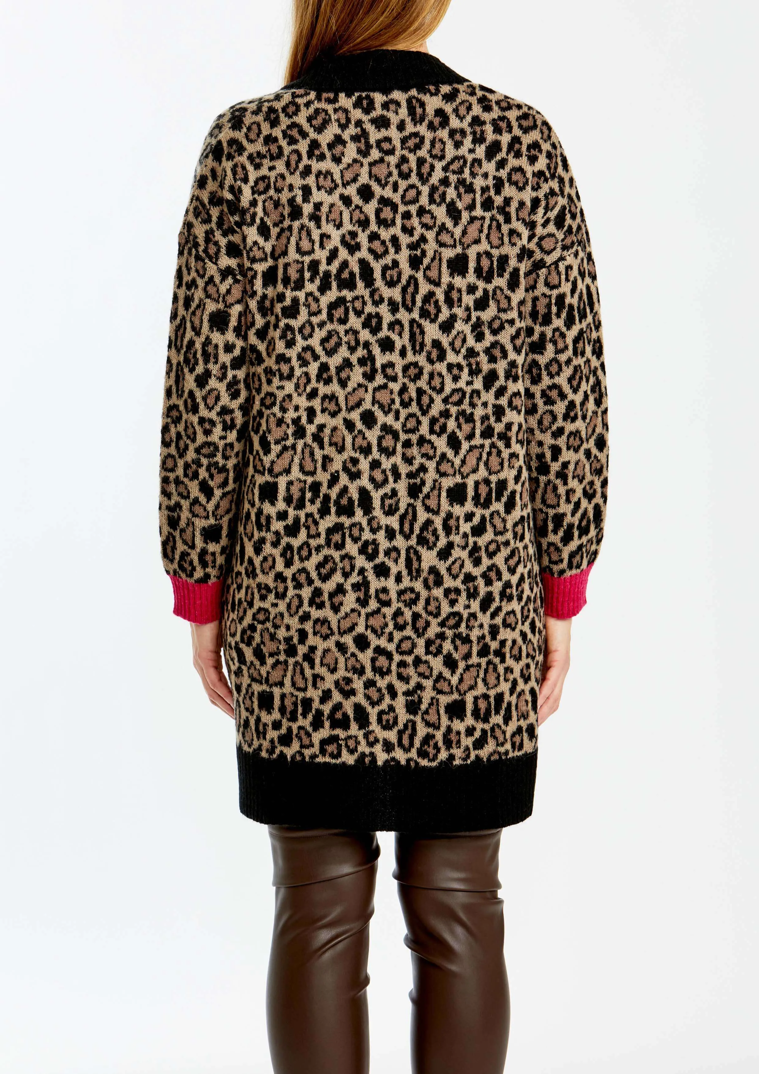 Ping Pong Zoolander Cardigan in Hot Pink Animal