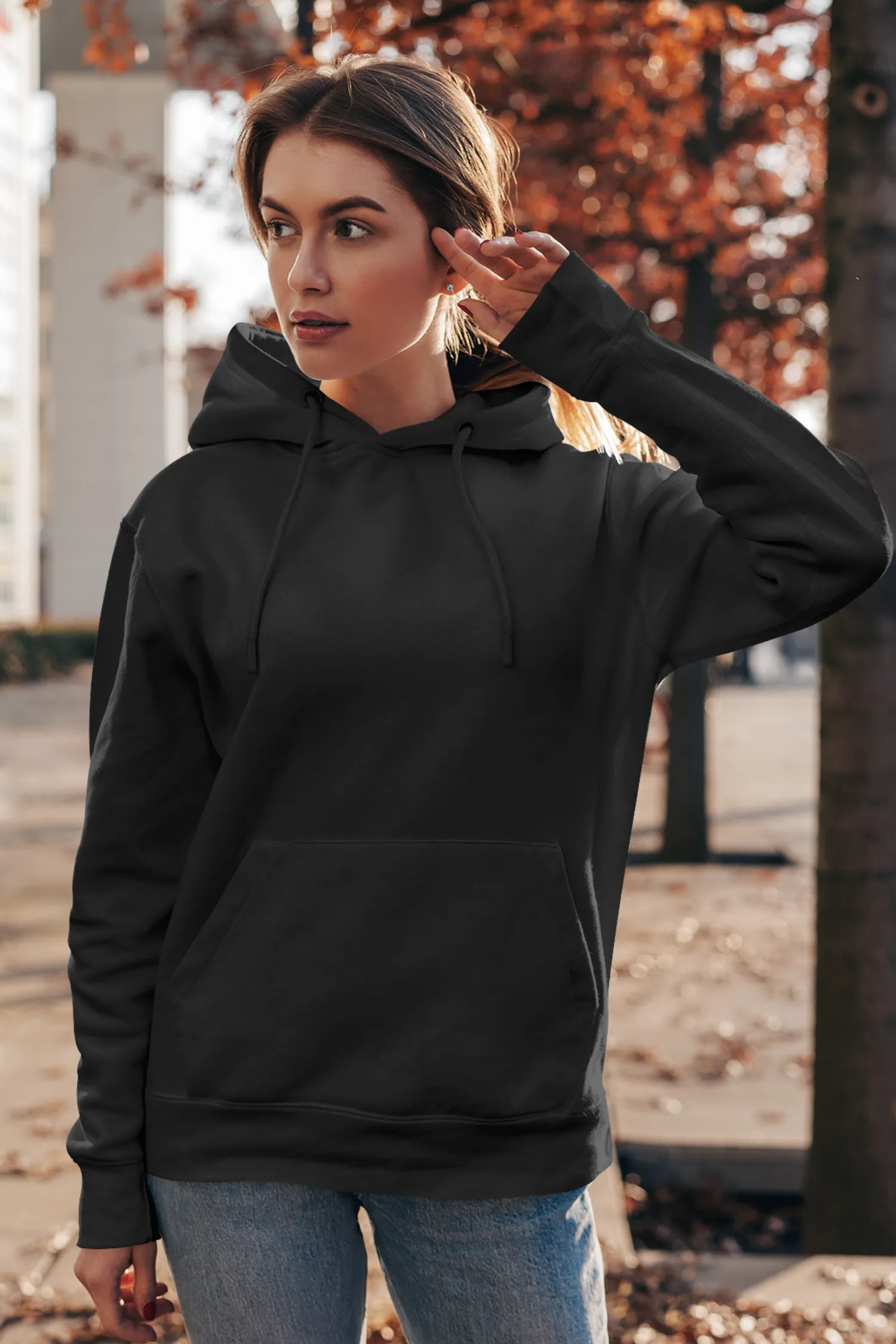 Plain Black Hoodie For Women