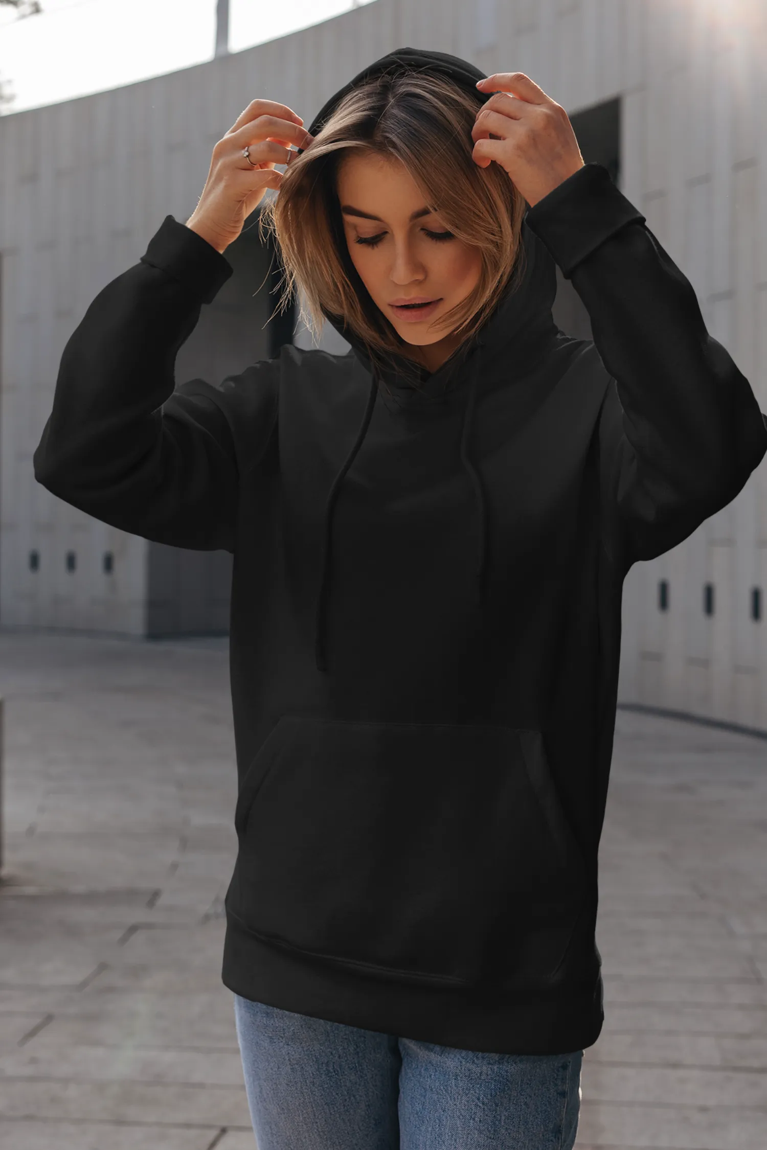 Plain Black Hoodie For Women